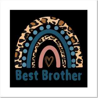Best Brother Fun Gift Idea Funny Leopard Rainbow Print Posters and Art